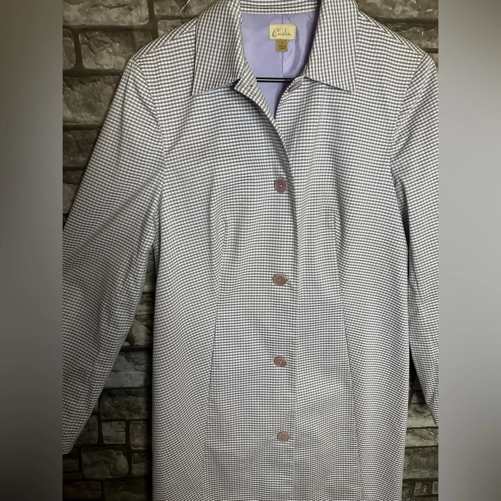 Caslon Plaid Long Rain Coat Size Small